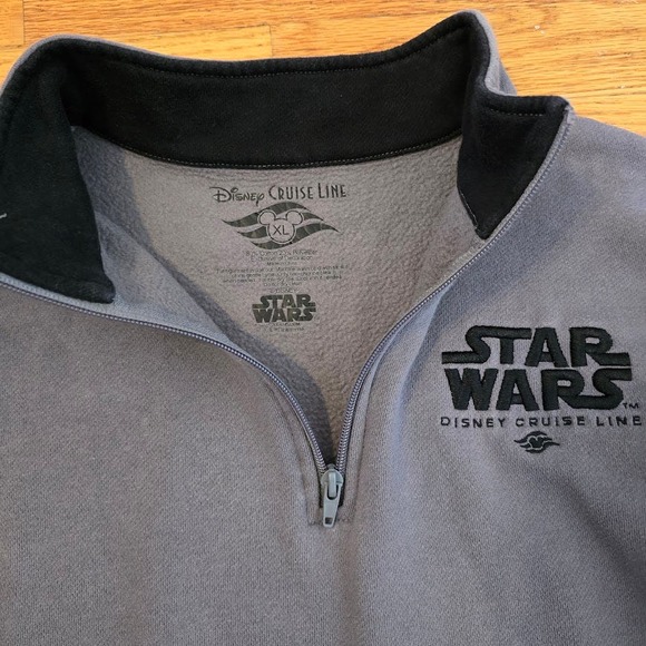 Disney Cruise Line Star Wars Day Jacket Sweater Mens 1/4 Zip XL Gray Rare DCL - Picture 3 of 6